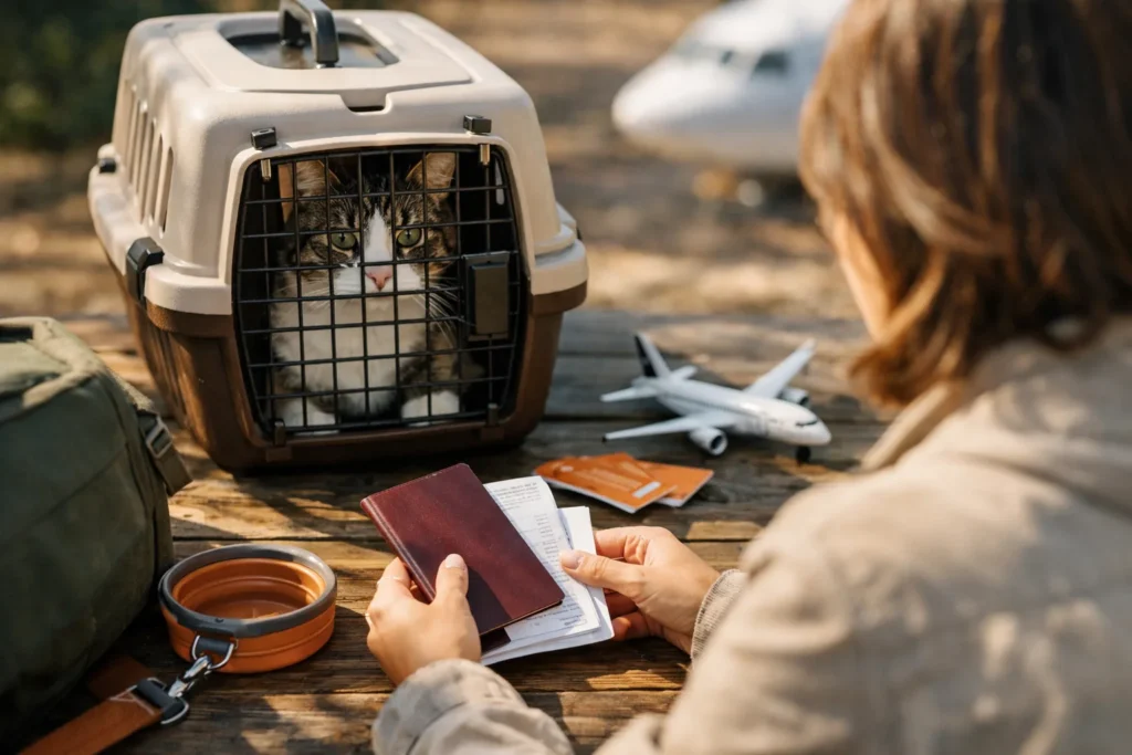 Voyager avec son chat en train et en avion : caisse, tarifs, papiers